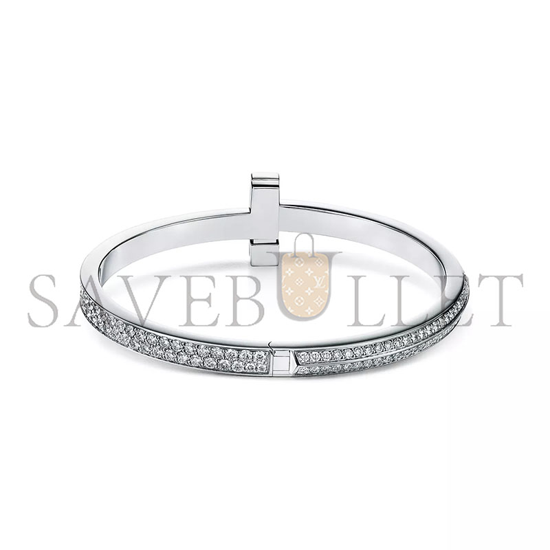 TIFFANY TT1 WIDE DIAMOND HINGED BANGLE IN WHITE GOLD 68127394